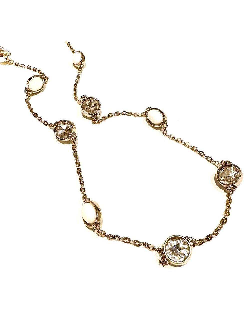 Ann Taylor LOFT Gold Crystal & Ivory Ball Station Necklace | NWT